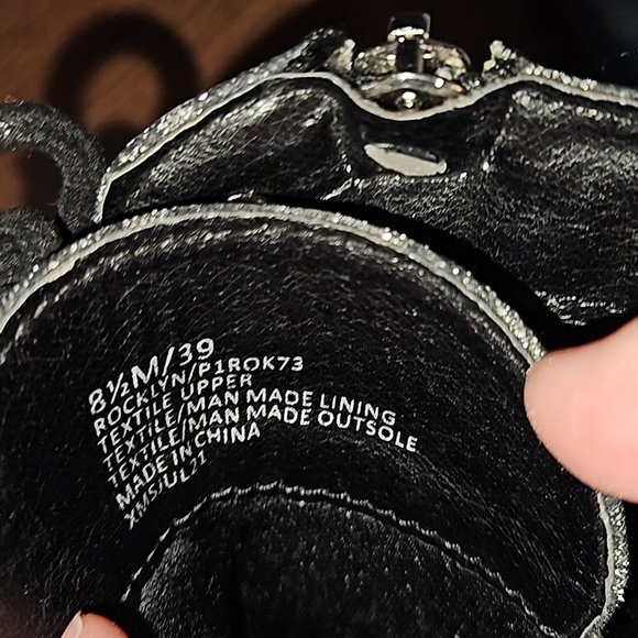 Silver glitter animal print black combat boots. Size 8.5 - Picture 6 of 7